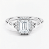 Emerald Petal Frame Halo Engagement Ring, thumbnail 5