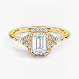 Emerald Petal Frame Halo Engagement Ring, thumbnail 1