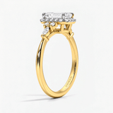 Emerald Petal Frame Halo Engagement Ring, thumbnail 2