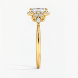 Emerald Petal Frame Halo Engagement Ring, thumbnail 3
