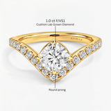 V Shape Chevron Cushion Cut Diamond Engagement Ring, thumbnail 10