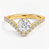 V Shape Chevron Cushion Cut Diamond Engagement Ring, thumbnail 1