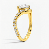 V Shape Chevron Cushion Cut Diamond Engagement Ring, thumbnail 2