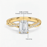 Emerald Three Quarter Twist Pave Solitaire Ring, thumbnail 10