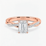 Emerald Three Quarter Twist Pave Solitaire Ring, thumbnail 7