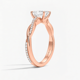 Emerald Three Quarter Twist Pave Solitaire Ring, thumbnail 8