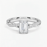 Emerald Three Quarter Twist Pave Solitaire Ring, thumbnail 2