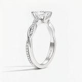 Emerald Three Quarter Twist Pave Solitaire Ring, thumbnail 5