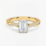 Emerald Three Quarter Twist Pave Solitaire Ring, thumbnail 1