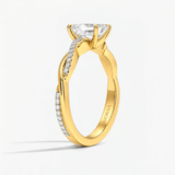 Emerald Three Quarter Twist Pave Solitaire Ring, thumbnail 4