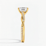 Emerald Three Quarter Twist Pave Solitaire Ring, thumbnail 3