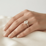Oval Petaline Halo Diamond Ring, thumbnail 11