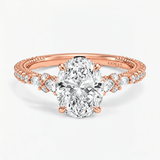 Oval Petaline Halo Diamond Ring, thumbnail 7