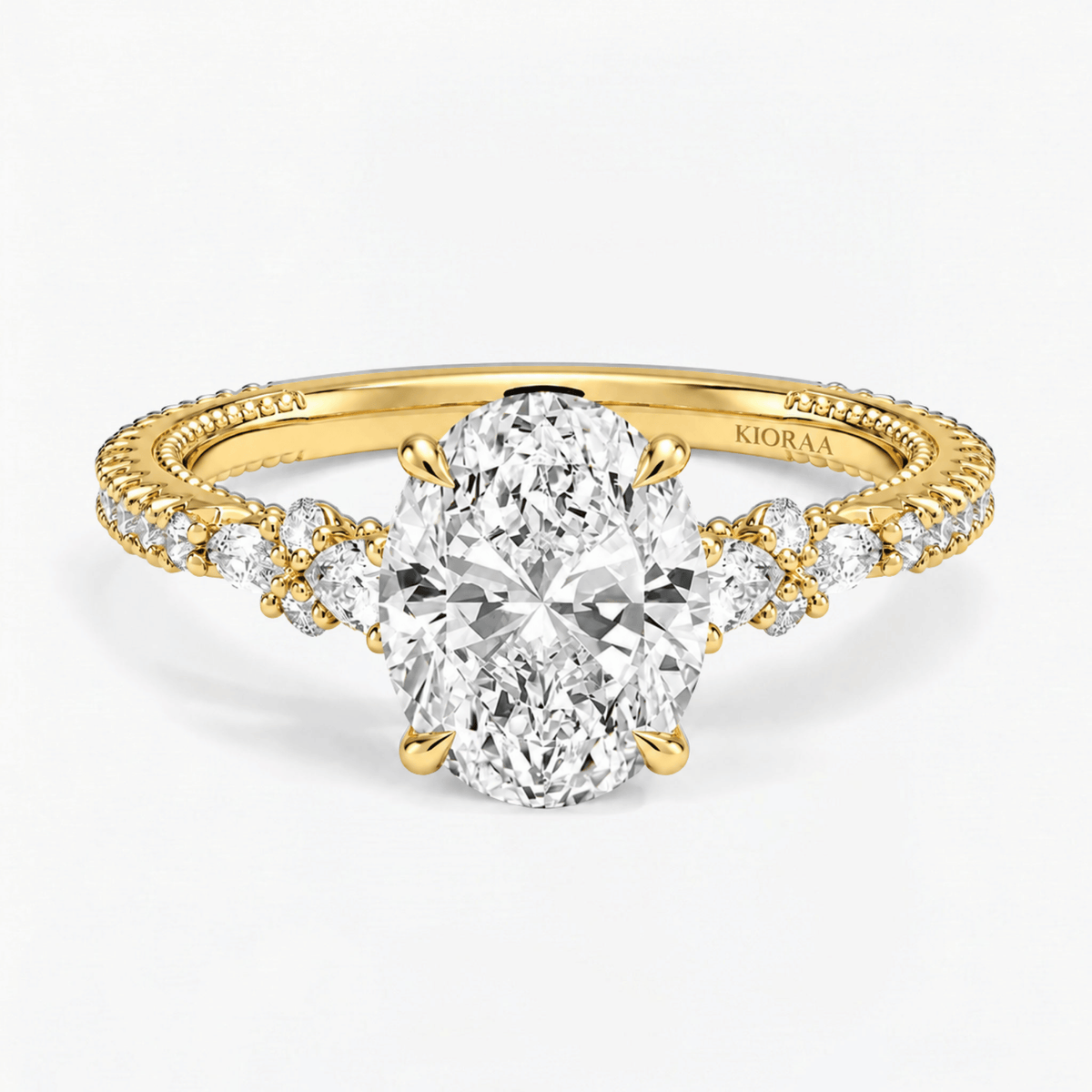 Oval Petaline Halo Diamond Ring