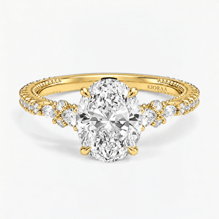 Oval Petaline Halo Diamond Ring