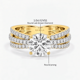 Round Trinity Pave Solitaire Engagement Ring, thumbnail 10