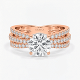 Round Trinity Pave Solitaire Engagement Ring, thumbnail 7