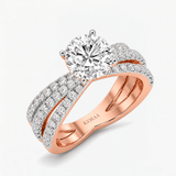 Round Trinity Pave Solitaire Engagement Ring, thumbnail 8