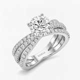 Round Trinity Pave Solitaire Engagement Ring, thumbnail 5