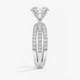Round Trinity Pave Solitaire Engagement Ring, thumbnail 6