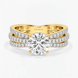 Round Trinity Pave Solitaire Engagement Ring, thumbnail 1