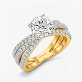 Round Trinity Pave Solitaire Engagement Ring, thumbnail 2