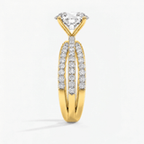 Round Trinity Pave Solitaire Engagement Ring, thumbnail 3