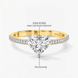 Heart Shape Half Coverage Pave Solitaire Ring, thumbnail 10