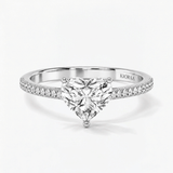 Heart Shape Half Coverage Pave Solitaire Ring, thumbnail 4