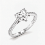 Heart Shape Half Coverage Pave Solitaire Ring, thumbnail 5