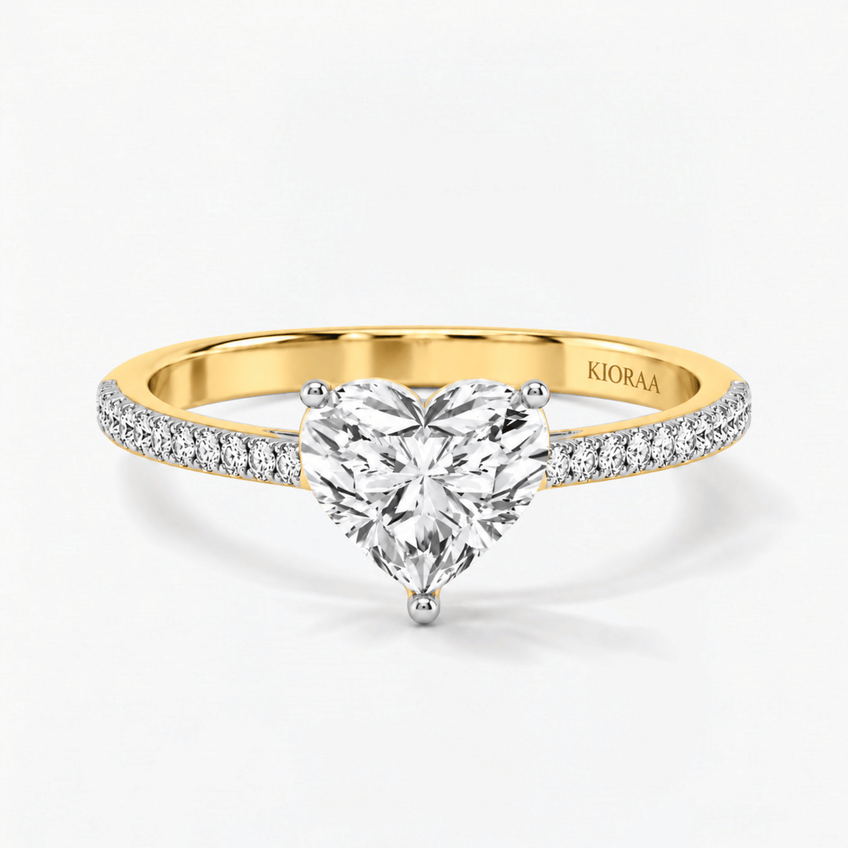 Heart Shape Half Coverage Pave Solitaire Ring