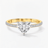 Heart Shape Half Coverage Pave Solitaire Ring, thumbnail 1