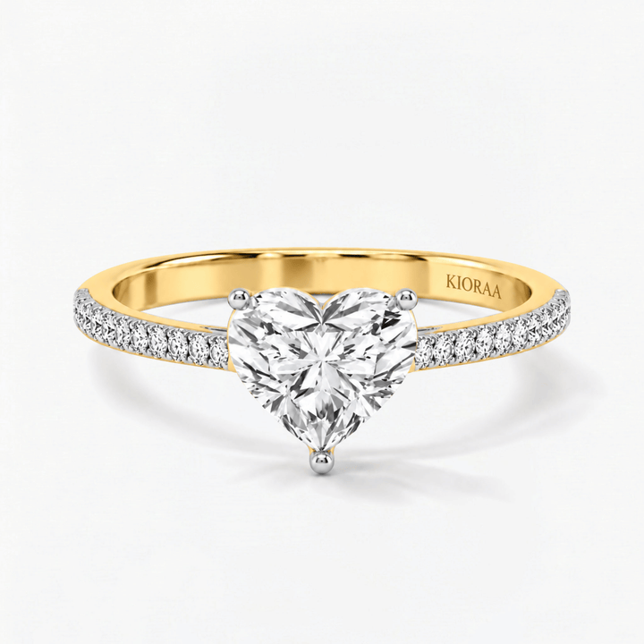 Heart Shape Half Coverage Pave Solitaire Ring