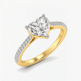 Heart Shape Half Coverage Pave Solitaire Ring, thumbnail 2