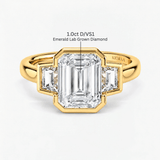 Octavia Emerald Trapezoid Three Stone Ring, thumbnail 10