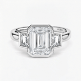 Octavia Emerald Trapezoid Three Stone Ring, thumbnail 4