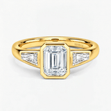 Emerald Regent Frame Three Stone Ring, thumbnail 1