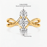 Round Unity Trio Three Stone Ring, thumbnail 8
