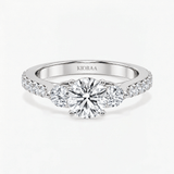 Round Trinity Solitaire Engagement Ring, thumbnail 4