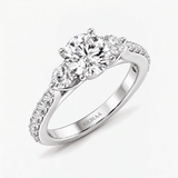Round Trinity Solitaire Engagement Ring, thumbnail 5