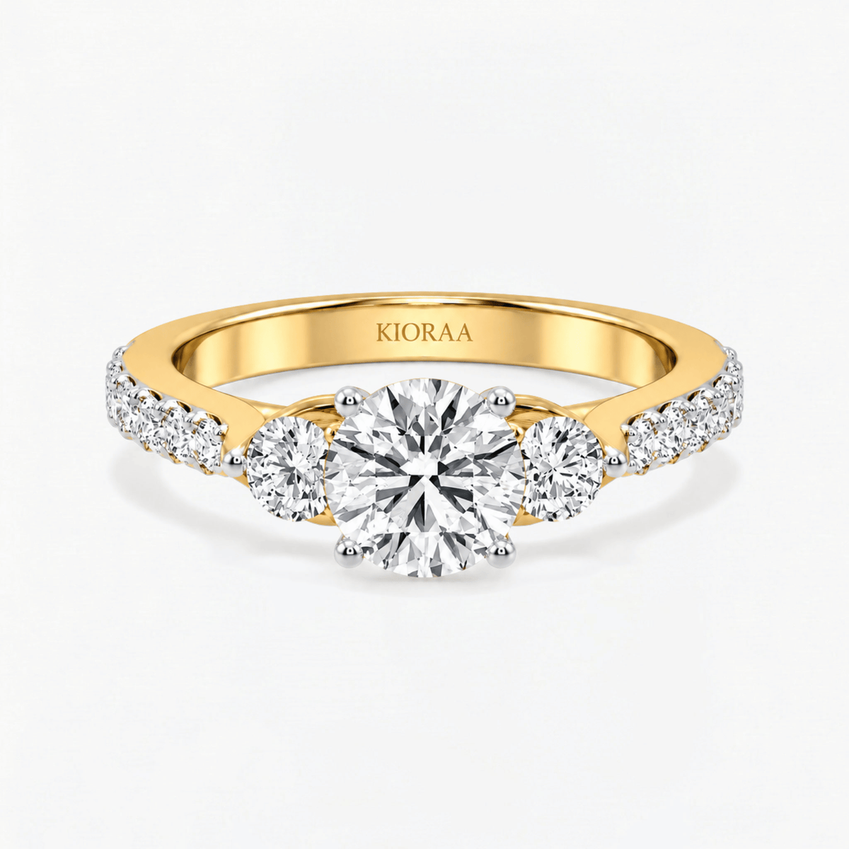 Round Trinity Solitaire Engagement Ring