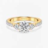 Round Trinity Solitaire Engagement Ring, thumbnail 1