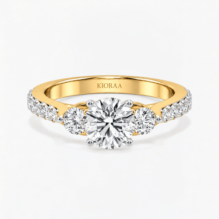 Round Trinity Solitaire Engagement Ring