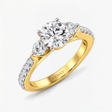 Round Trinity Solitaire Engagement Ring, thumbnail 2