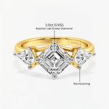 Asscher Three Stone Engagement Ring, thumbnail 10