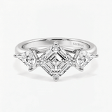 Asscher Three Stone Engagement Ring, thumbnail 4