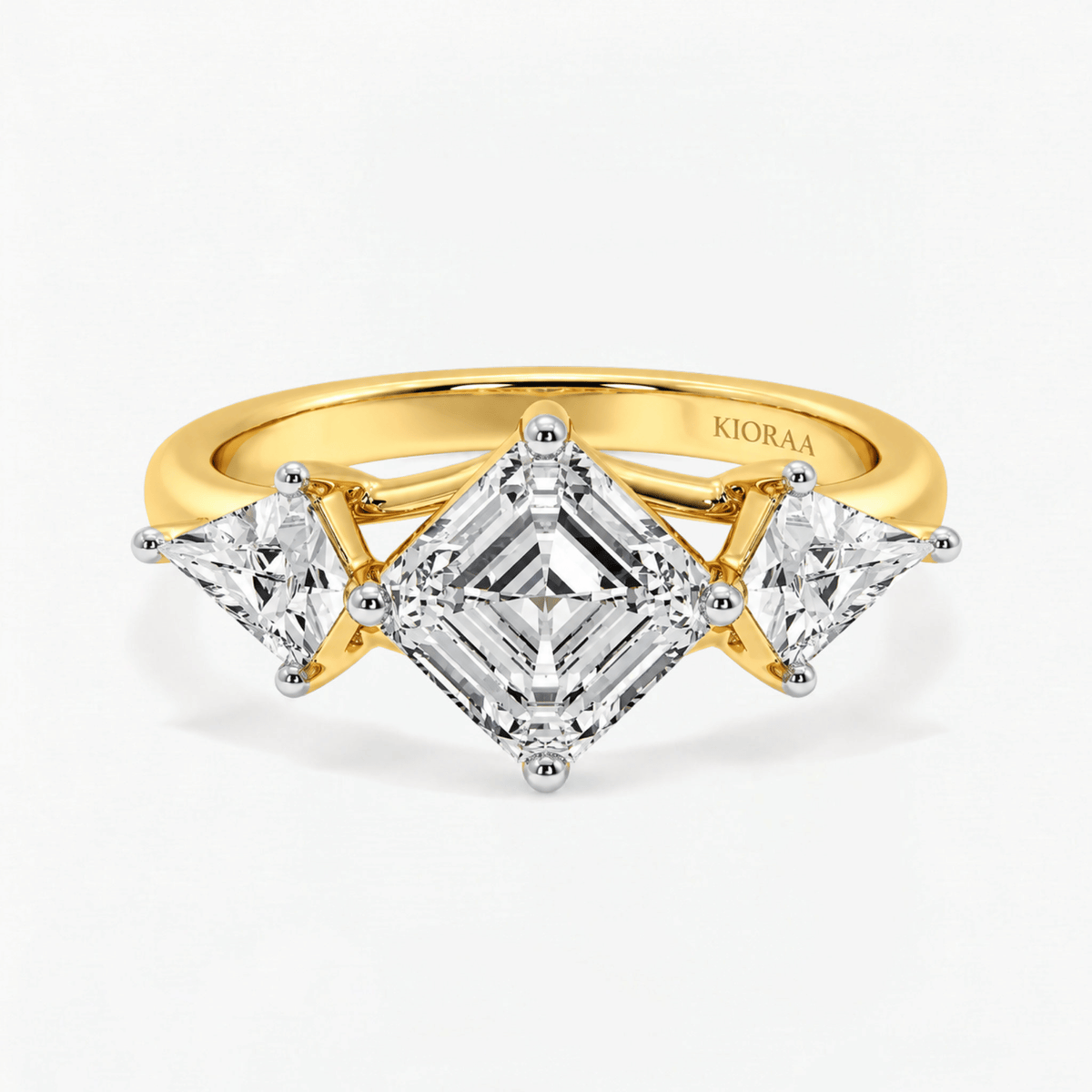 Asscher Three Stone Engagement Ring