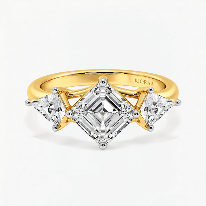 Asscher Three Stone Engagement Ring