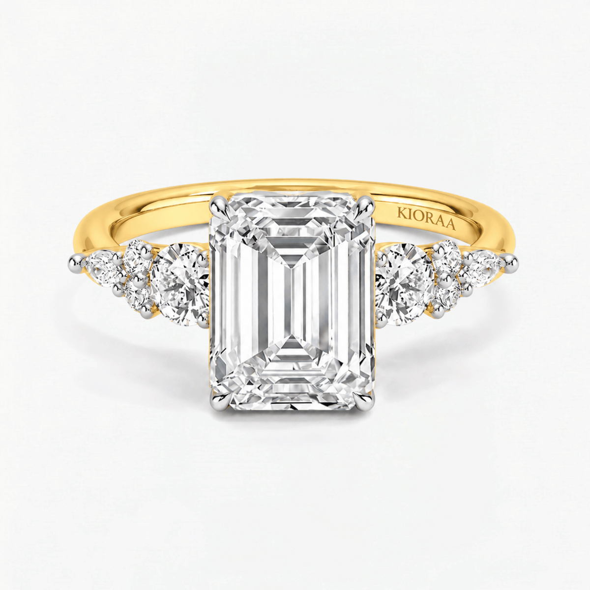 Emerald Petal Regent Engagement Ring