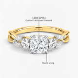 Cushion Willow Twist Three Stone Ring, thumbnail 10